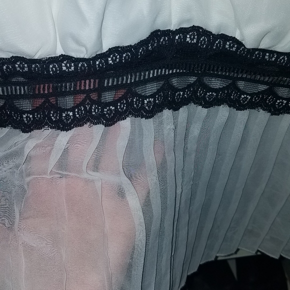 ABS white black sheer blouse top tank size s - Picture 5 of 8